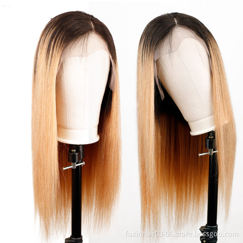 1B 27 30 Blonde Brazilian Straight Lace Front Wig 13x4 Colored Ombre Human Hair Wigs Pre Plucked Remy Brown Lace Front Wig